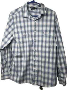 A[X]IST Slim Fit Blue Plaid Button-Down Shirt/ XL